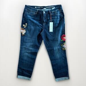 Laurie Felt Embellished Boyfriend Jeans Dark Wash Floral Sequin Size 20 NWT